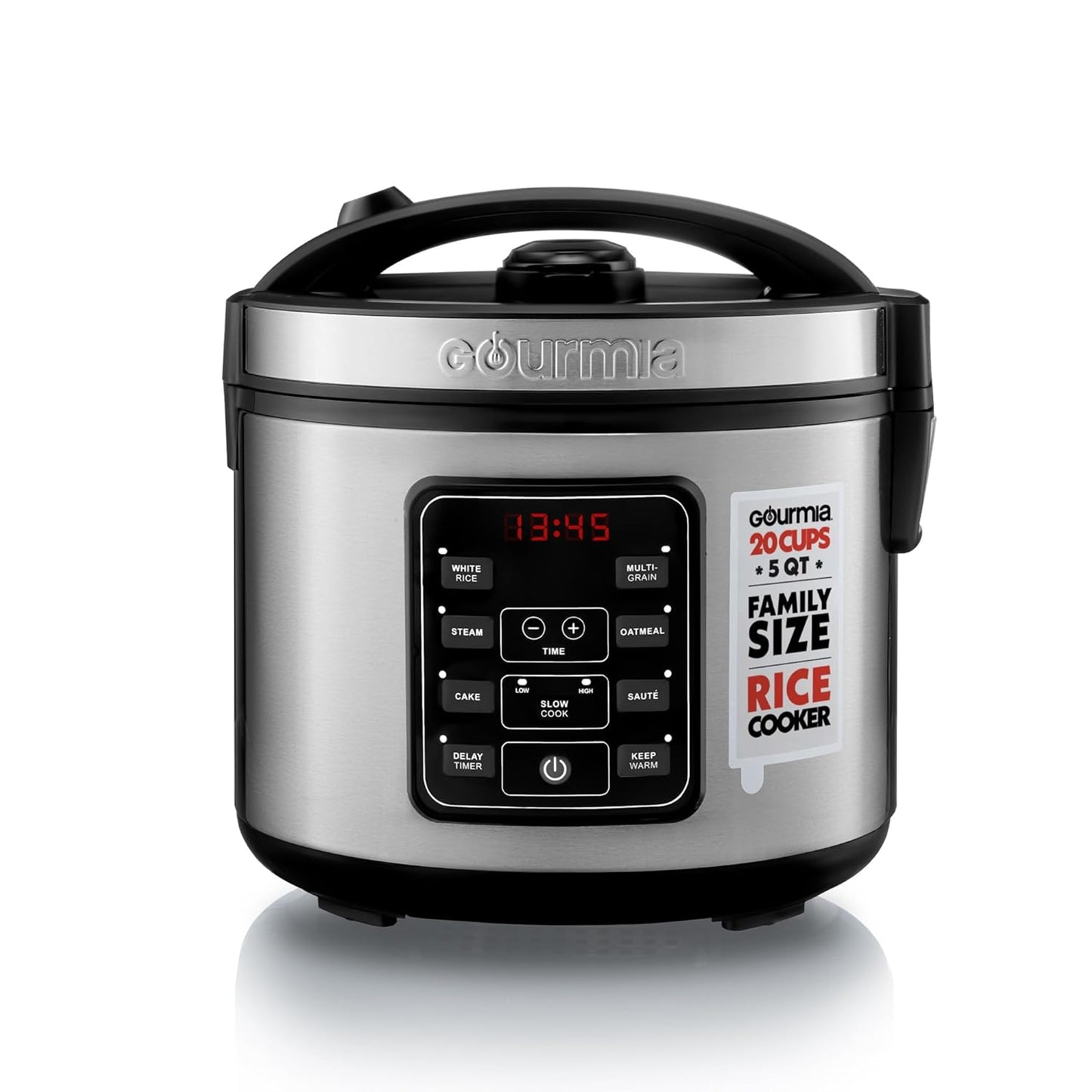 Gourmia 5 Qt Rice Cooker with Digital Controls and 6 Presets