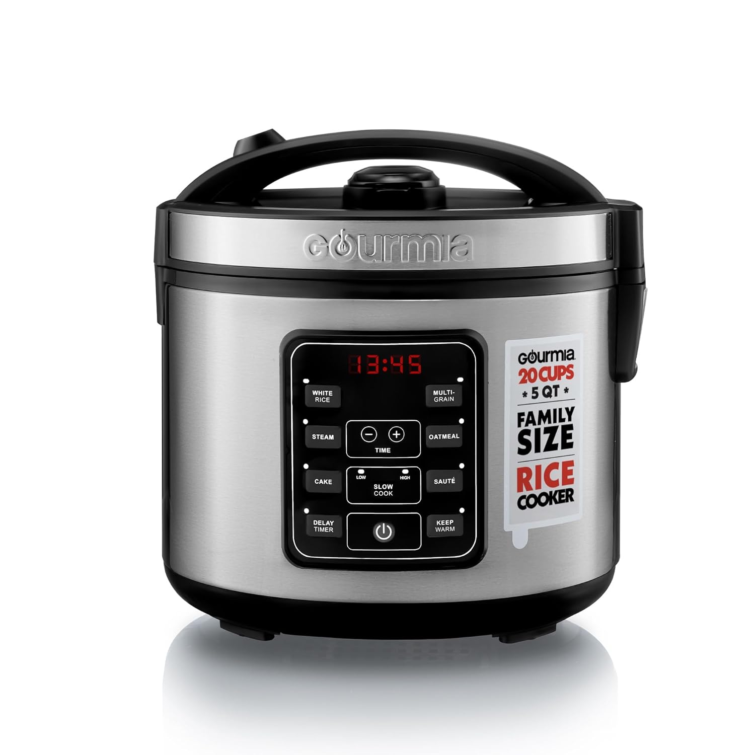 Gourmia 5 Qt Rice Cooker with Digital Controls and 6 Presets
