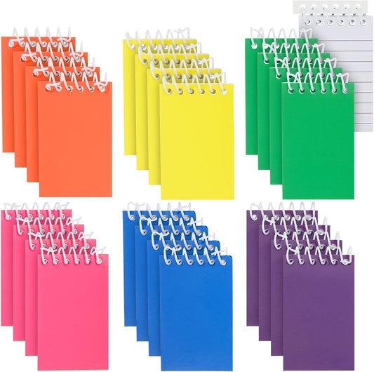 Kids Party Favors - 24 Pack Mini Notepads | Bulk Spiral Notebooks by BLUE PANDA