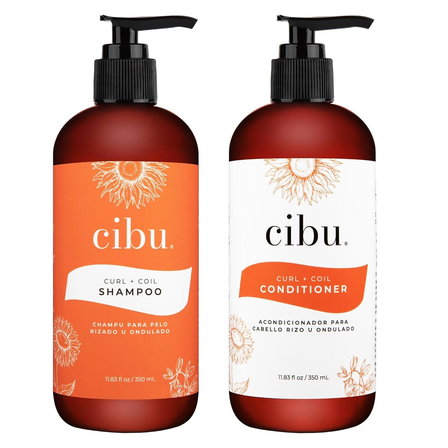 Cibu Curl + Coil Shampoo and Conditioner Bundle for Defined Curls
