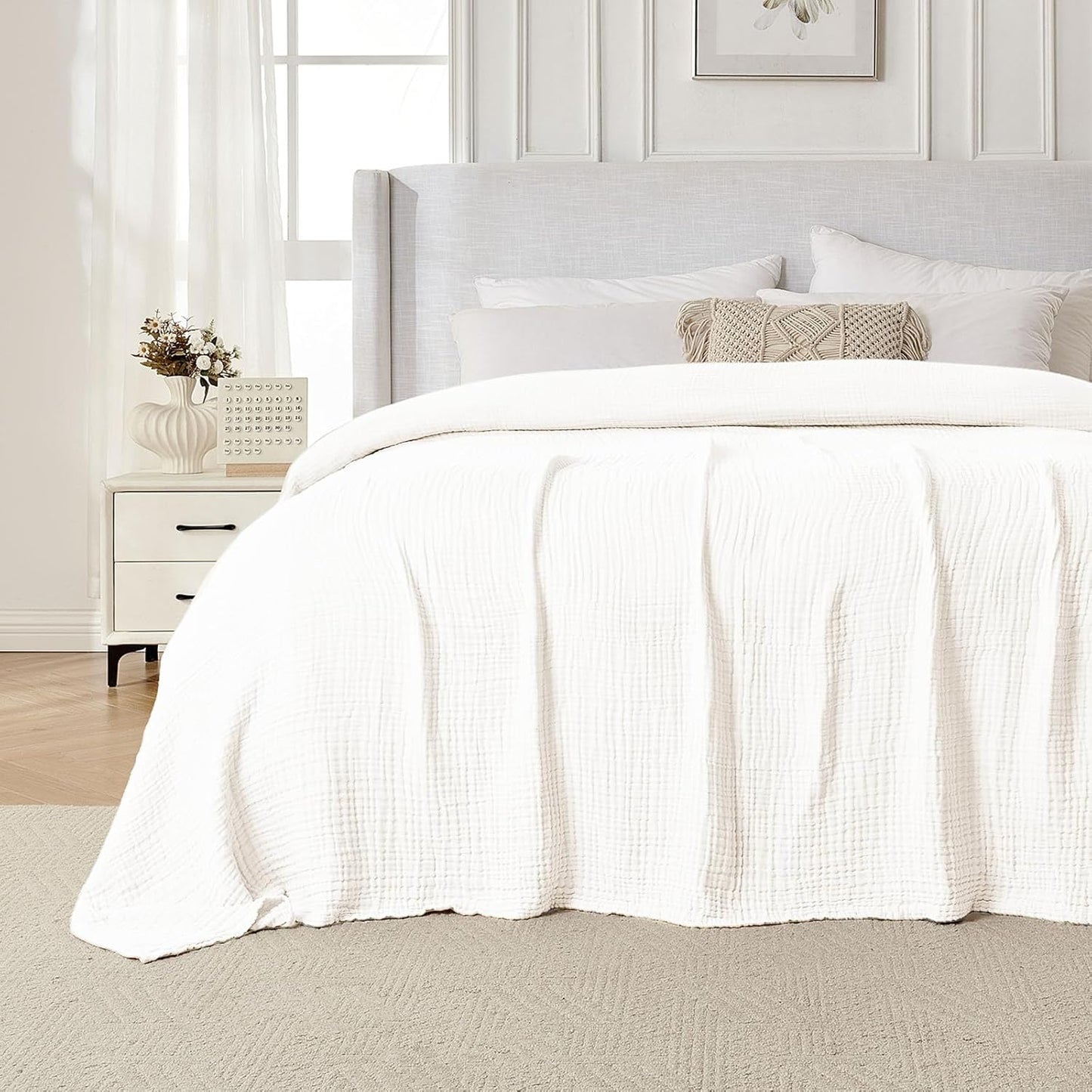 100% Cotton Muslin Throw Blanket for Couch Bed and Sofa