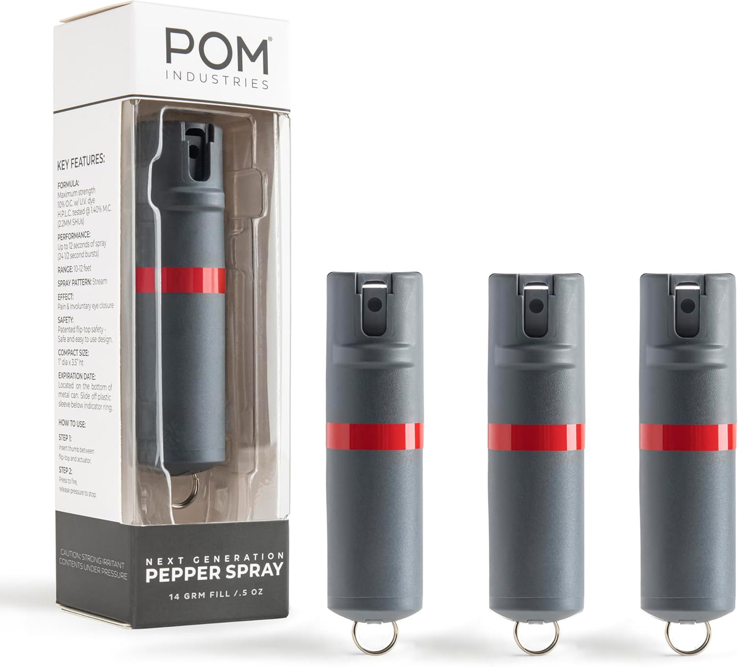 POM Pepper Spray Keychain - Maximum Strength Self Defense Tool
