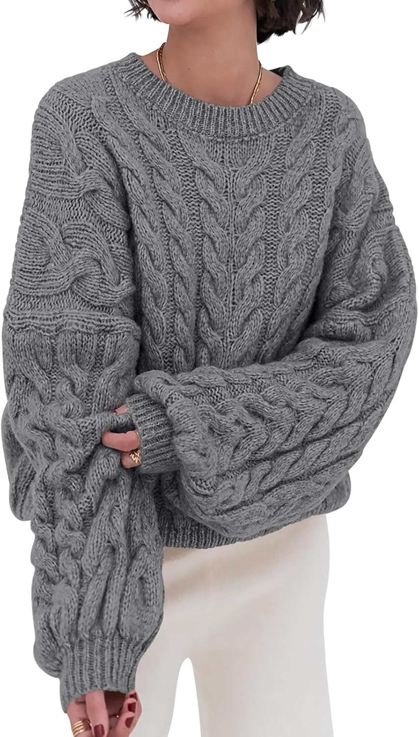 PRETTYGARDEN Womens Oversized Cable Knit Sweater for Fall 2025
