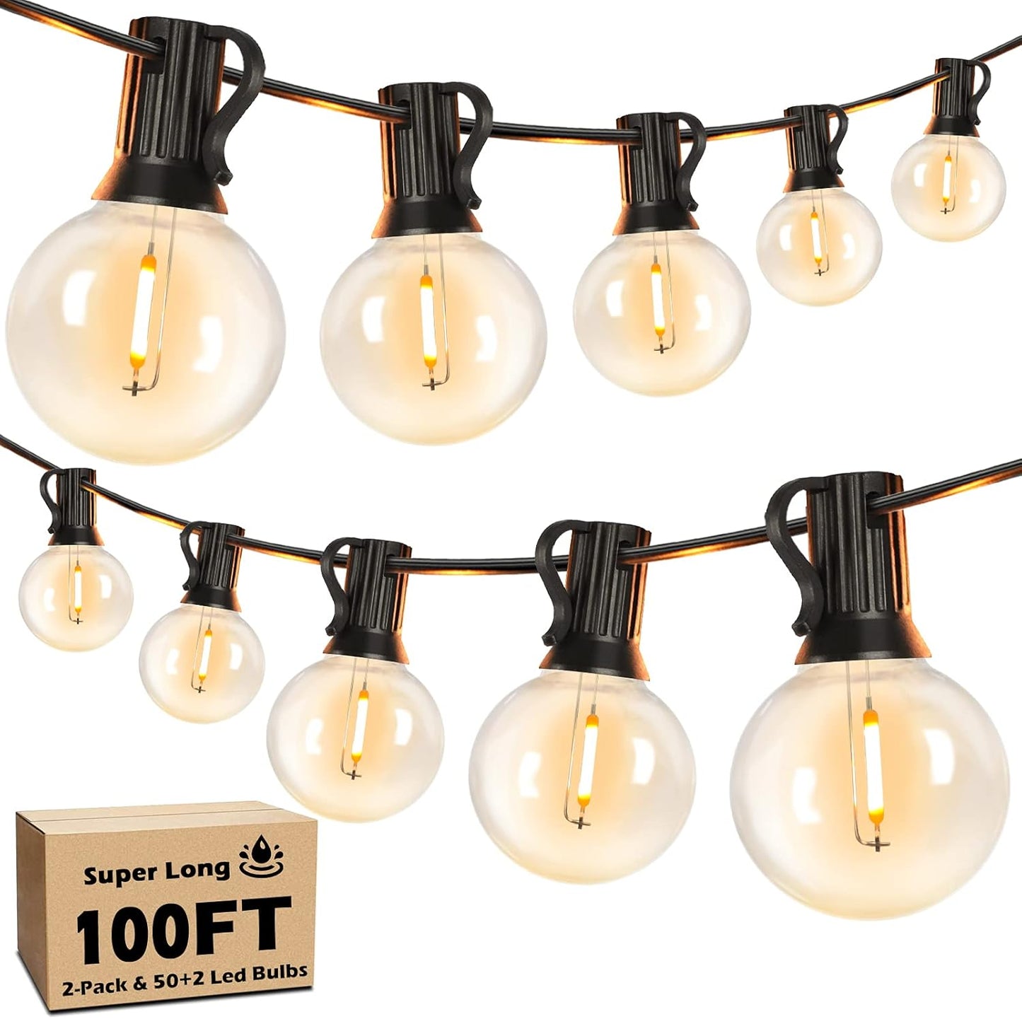 100FT LED Outdoor String Lights for Patio and Party Use