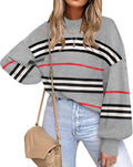 ETCYY Womens Oversized Striped Knit Sweater Pullover - Cozy Fall
