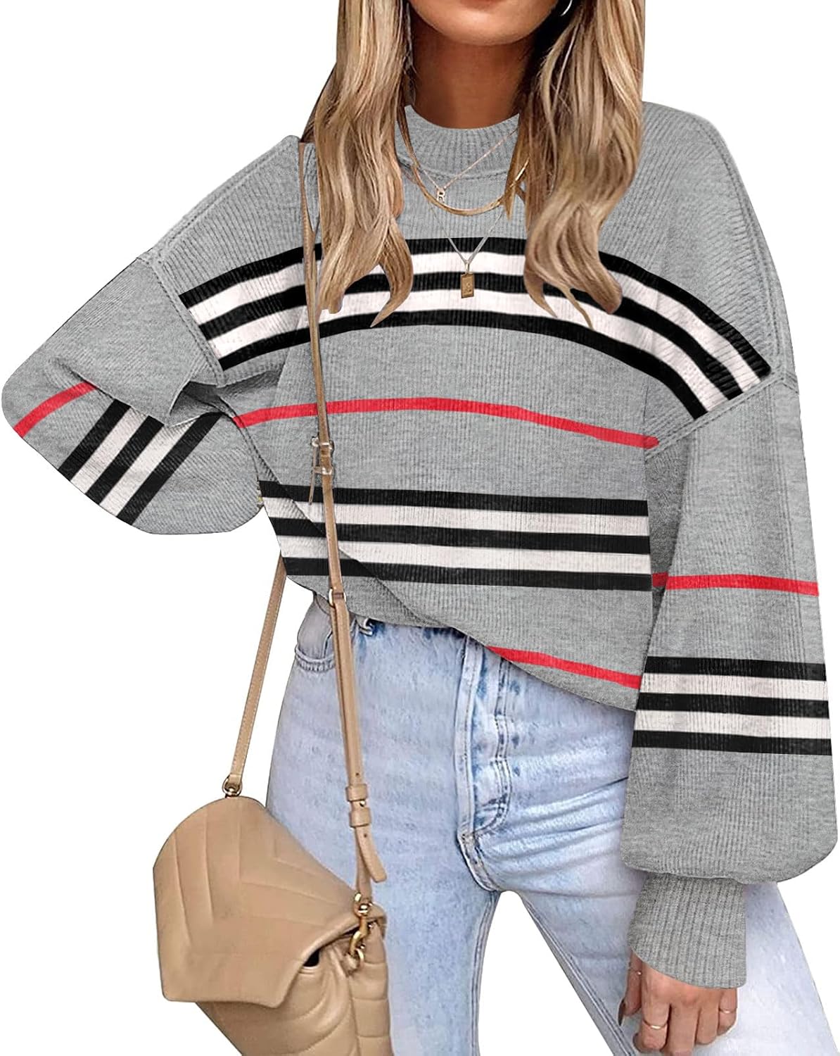 ETCYY Womens Sweaters Fall 2025 Batwing Long Sleeve Knit Tops