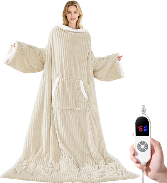Heated Wearable Electric Blanket with Sleeves & Foot Pocket