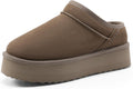 Women's Suede Platform Slippers - Memory Foam Cozy Indoor/Outdoor