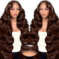 Chocolate Brown Lace Front Wig Human Hair 30in Loose Deep Wave