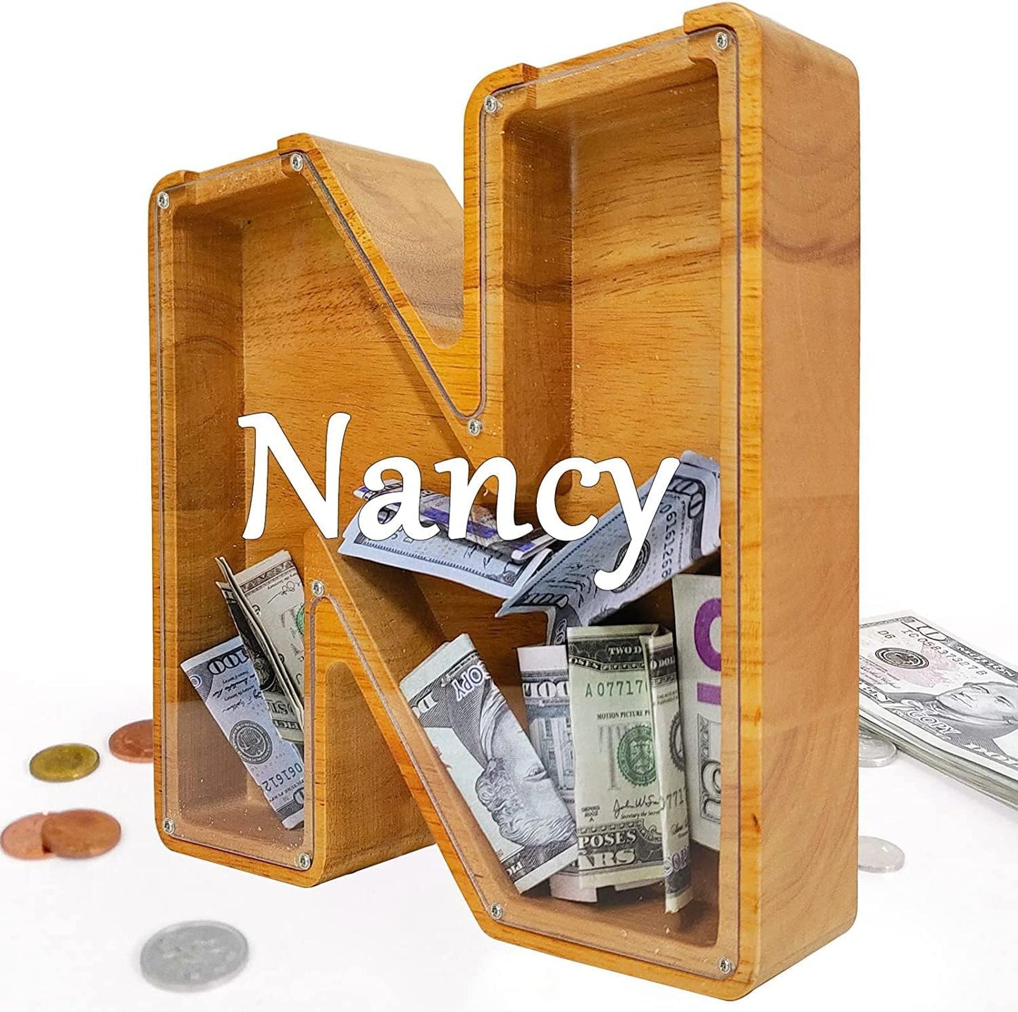 Custom 12 Inch Extra Large Wooden Piggy Bank for Kids Savings