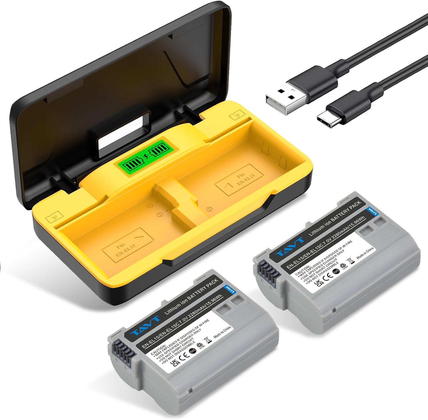 2Pcs EN-EL15C Batteries with Dual Charger for Nikon Cameras