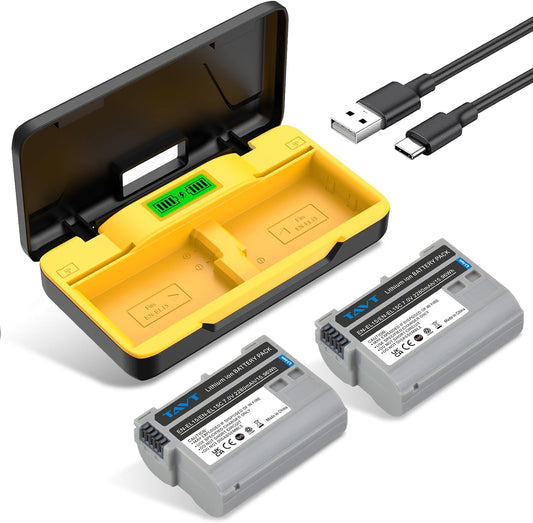 2Pcs EN-EL15C Batteries with Dual Charger for Nikon Cameras