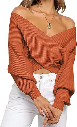 BTFBM Women Casual V Neck Long Sleeve Sweater for All Occasions