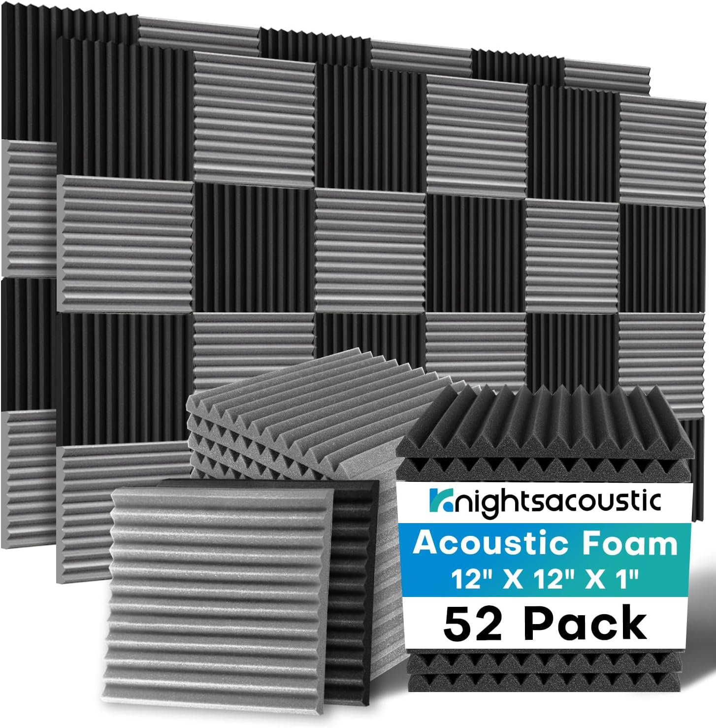 52 Pack Acoustic Foam Panels for Sound Absorbing and Control