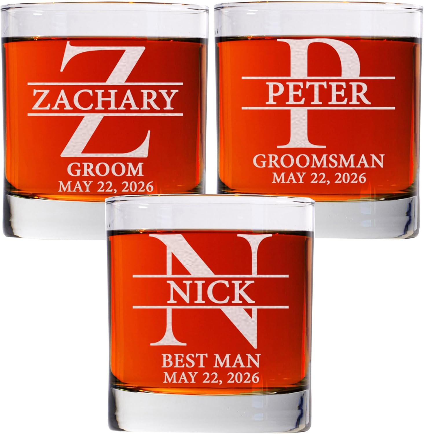Personalized Whiskey Glass Set Of 3 For Groomsman Gifts