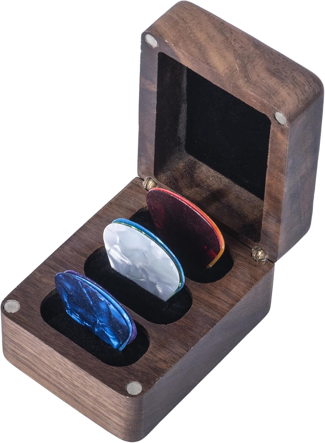 Wooden Guitar Pick Holder Set with 9 Picks - LIGHUFEIC