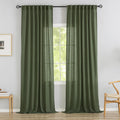 Olive Linen Back Tab Curtains 108 in Long Ceiling to Floor - Light