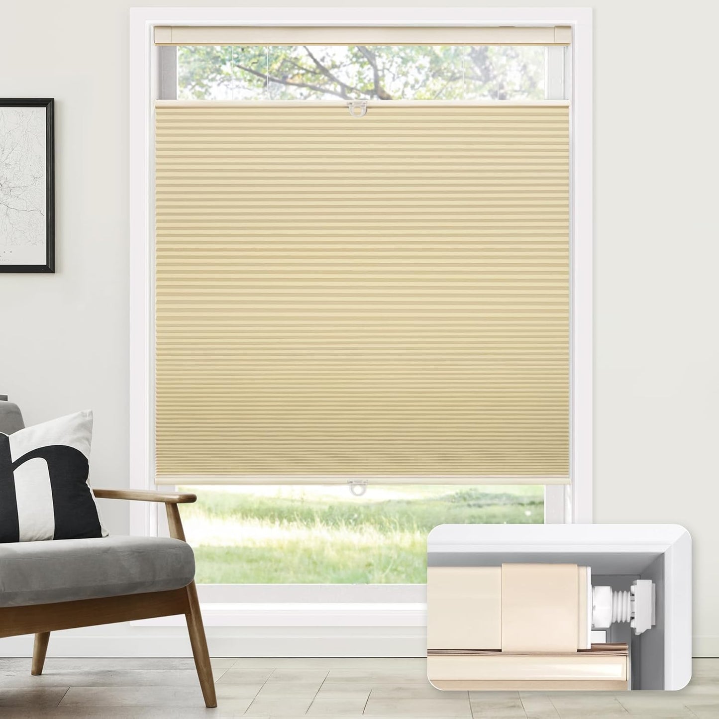 Cordless Cellular Shades for Home - No Tools No Drill Blinds