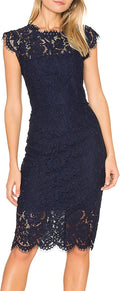 Women's Sleeveless Lace Cocktail Dress Knee Length - Elegant Sheath