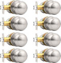 Probrico Brushed Nickel Passage Door Knobs Round Handles for Hall