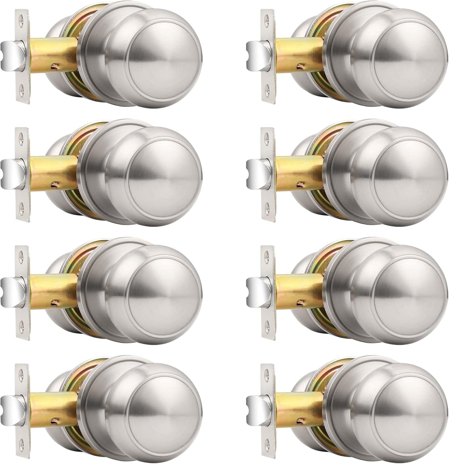 Probrico Brushed Nickel Passage Door Knobs for Hall or Closet