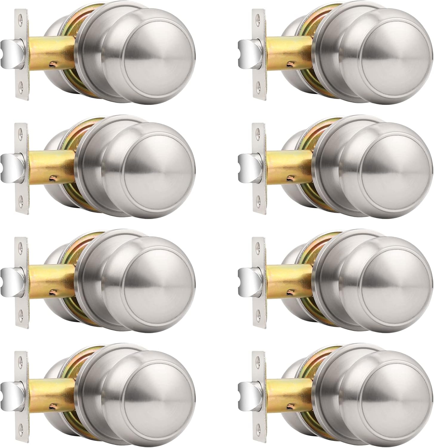 Probrico Brushed Nickel Passage Door Knobs for Hall or Closet