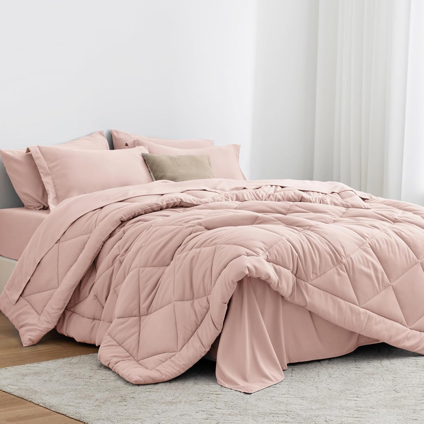 Love's Cabin Twin Comforter Set Pink - 5 Piece Bedding Set