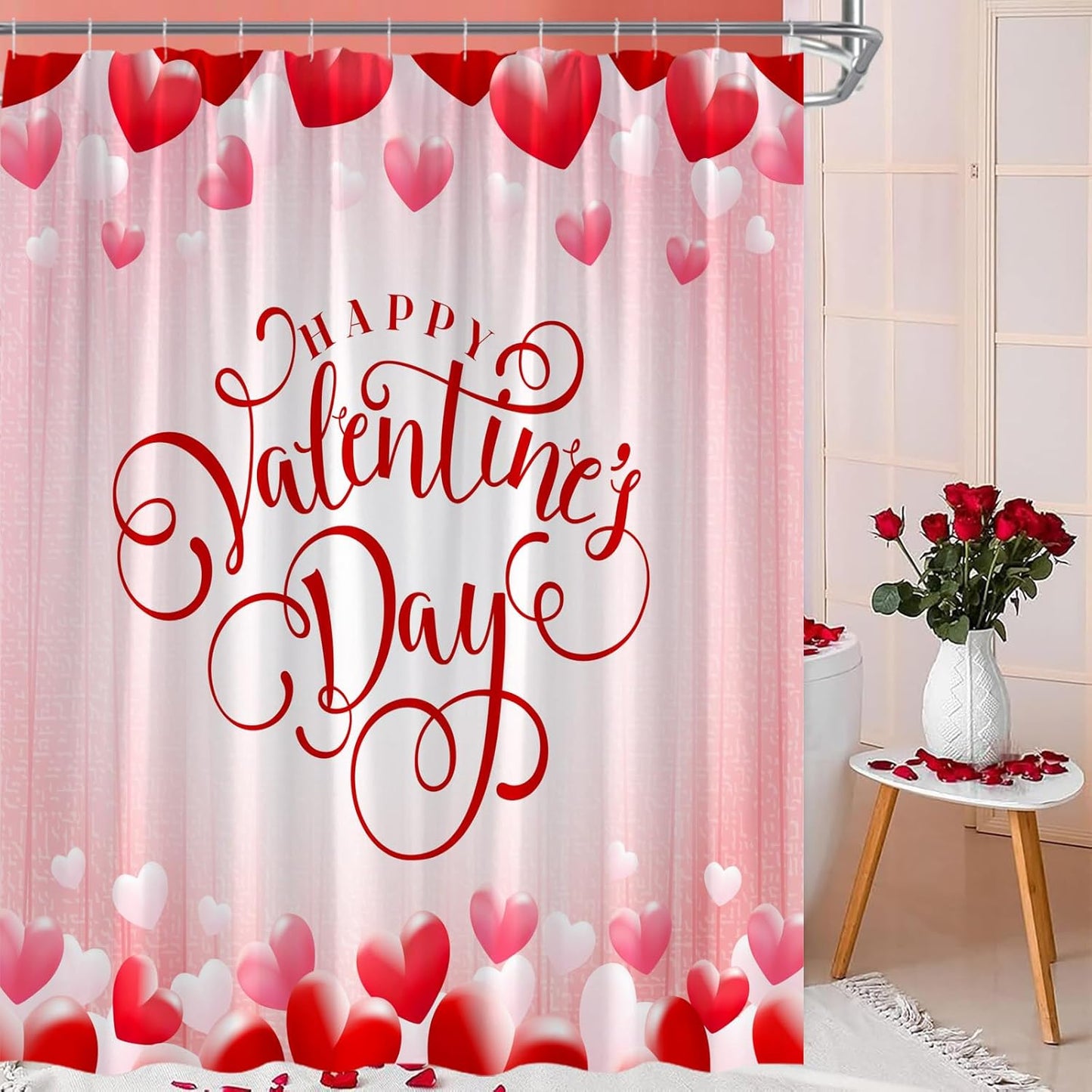 Love Quotes Heart Shower Curtain Set