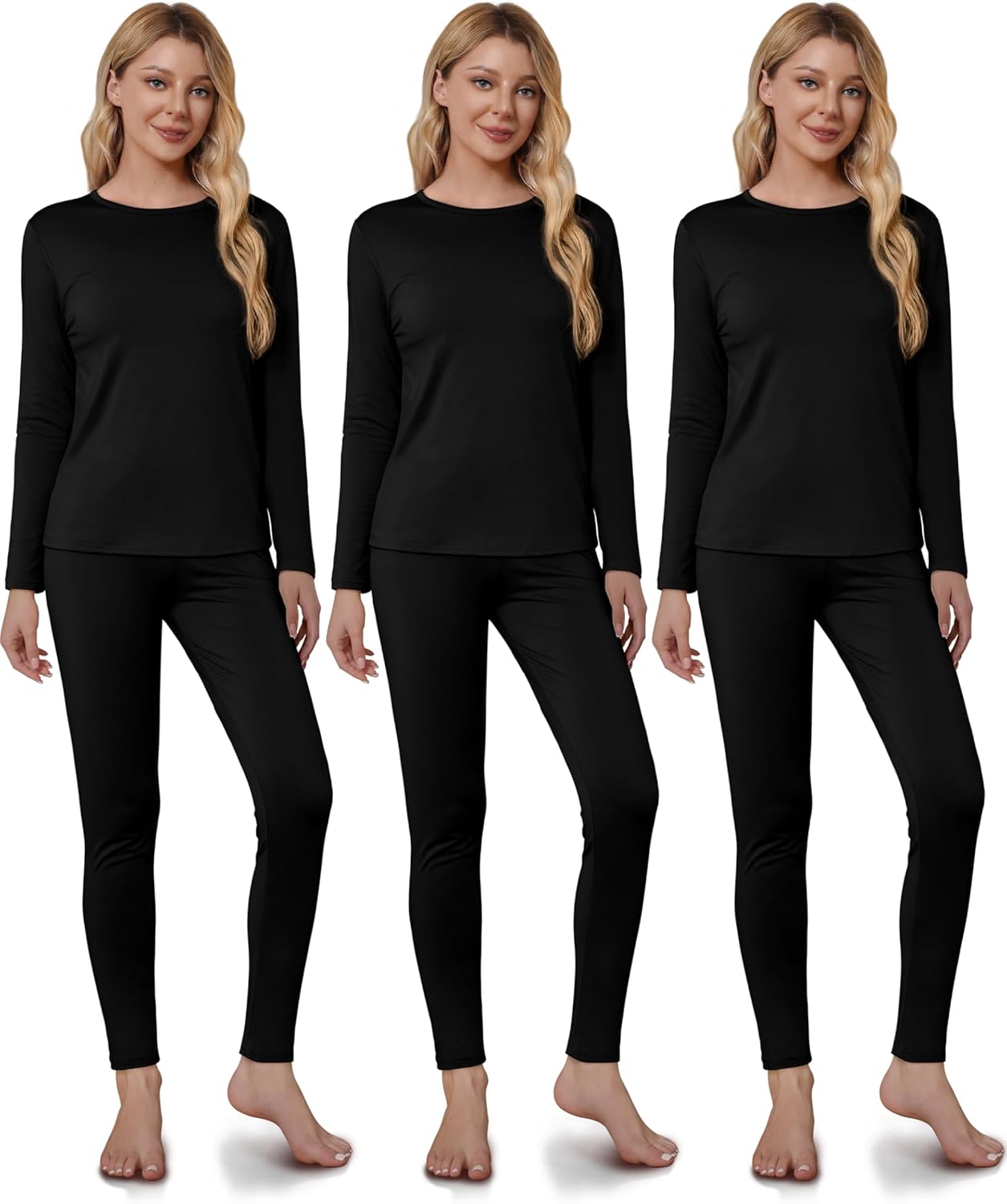 VZV 3 Set Thermal Underwear for Women, Fleece Lined Comfort