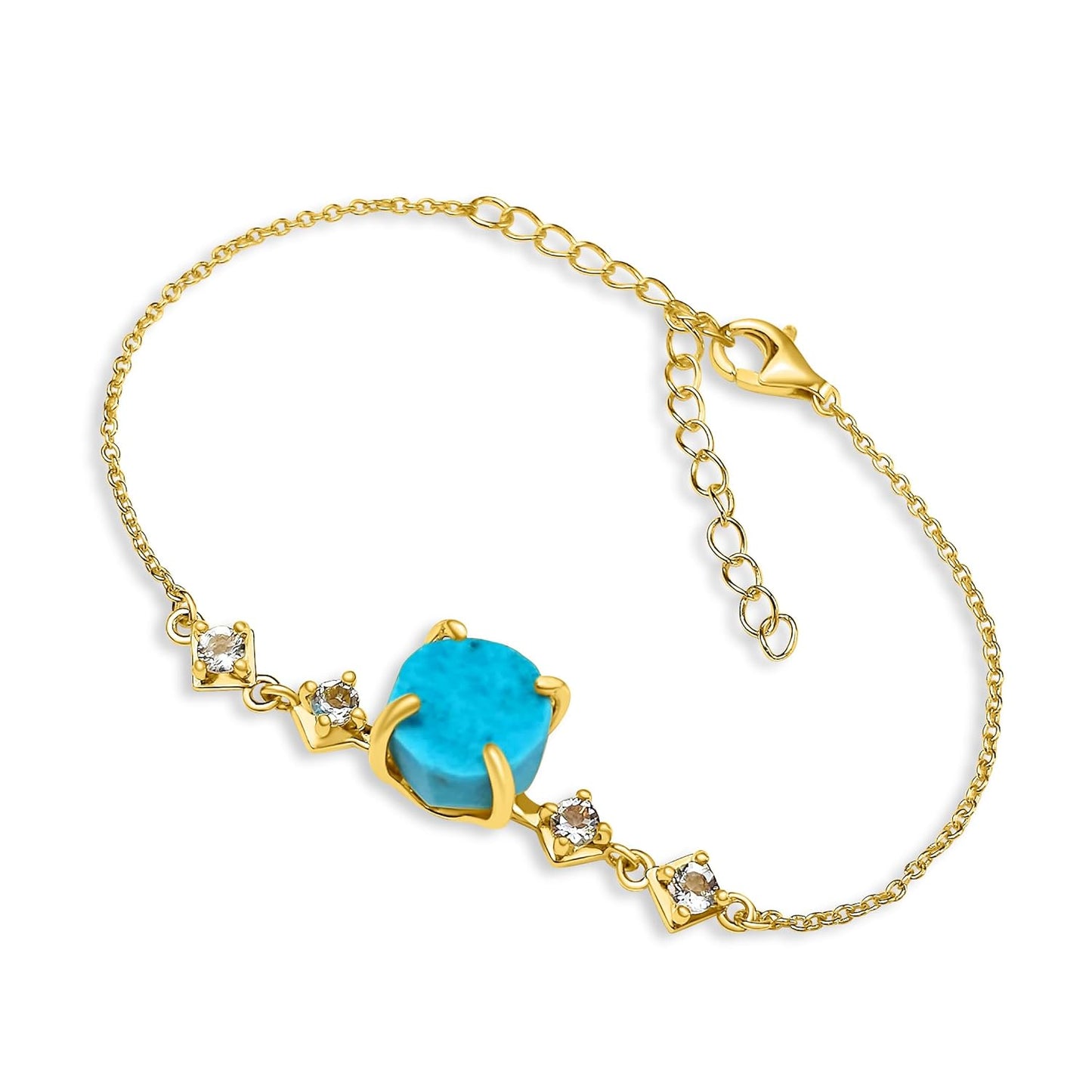 Raw Turquoise Crystal Chain Bracelet for Unique Gift Occasions