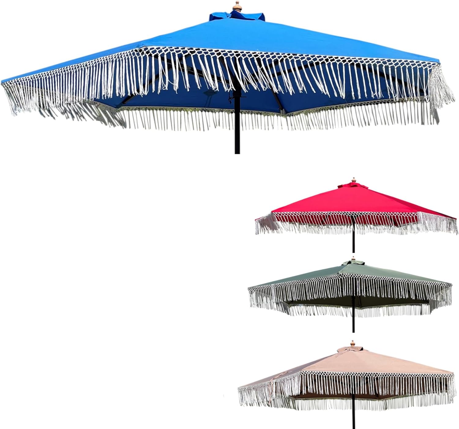 Replacement Umbrella Canopy 9ft with Luxurious Tassel Valance