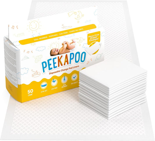 Peekapoo Disposable Baby Changing Pad Liners for Easy Diaper Changes