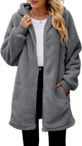 Yanekop Womens Oversized Sherpa Jacket Fuzzy Fleece Zip Up Jacket is