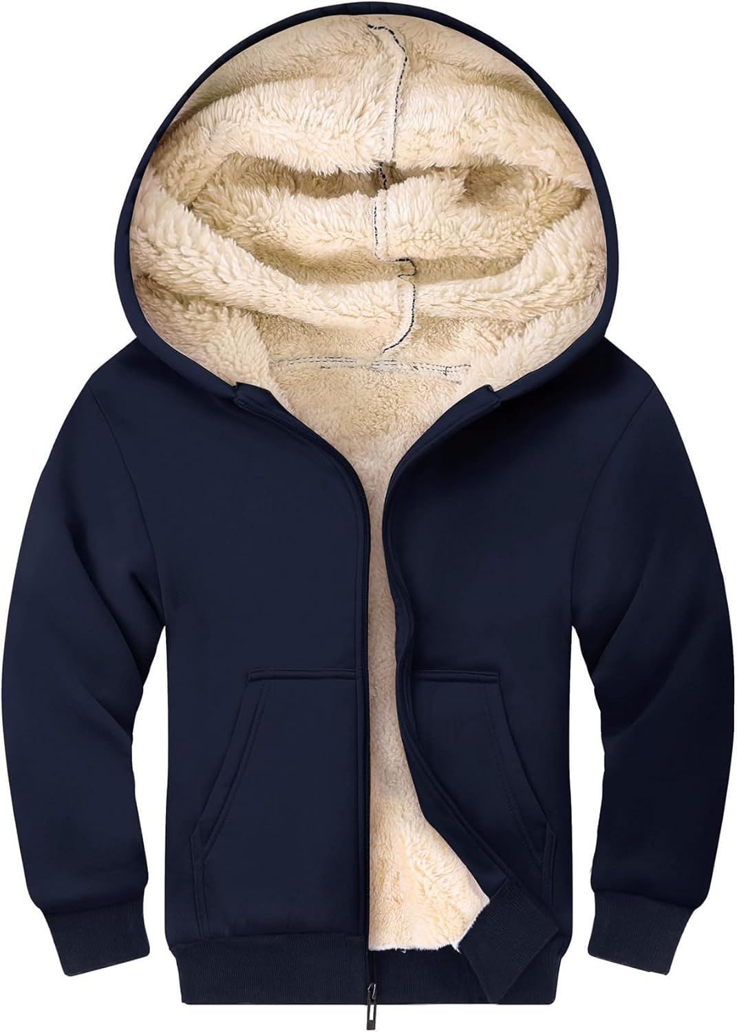 Gihuo Unisex Kids Winter Warm Sherpa Lined Zip Up Hoodie