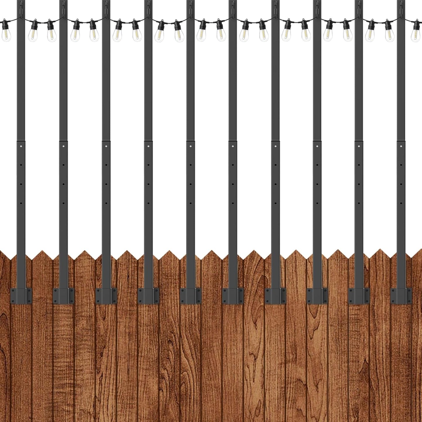 2.8Ft String Light Poles 10 Pack for Outdoor Hanging Lights