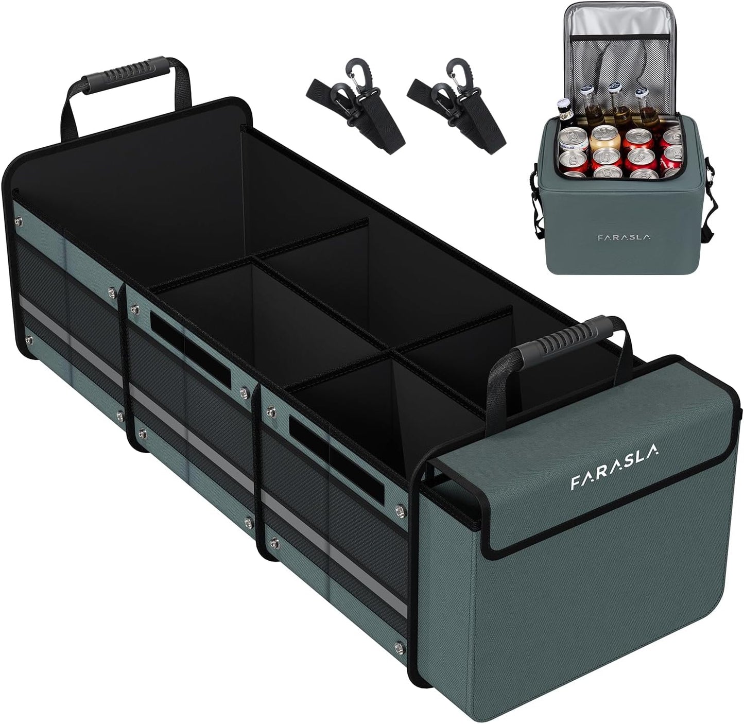 Farasla Waterproof Trunk Organizer with Insulated Cooler Bag
