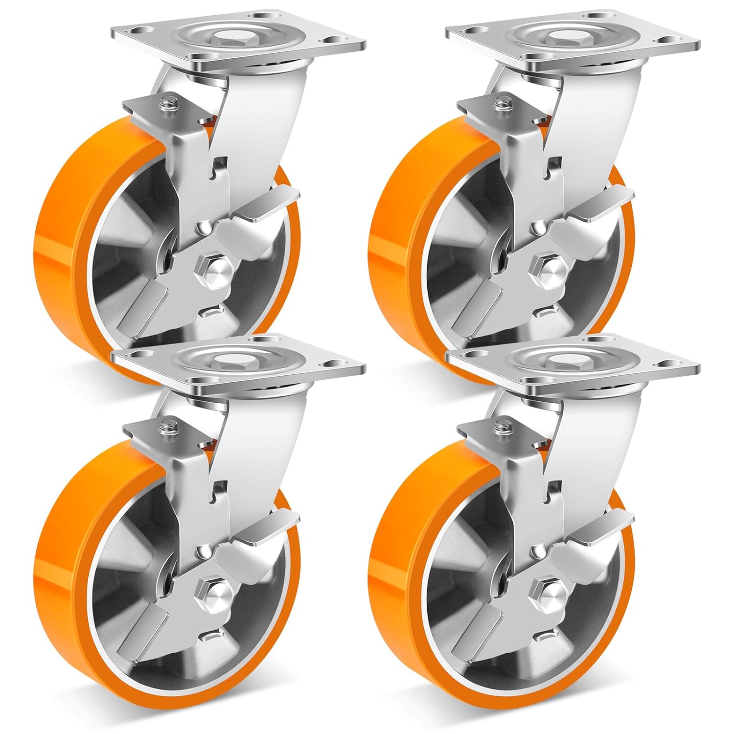 6 Inch Heavy Duty Casters Set of 4 for Industrial Use