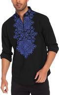 Men's Henley Cotton Linen African Print Shirt - Zip Up Beach Style