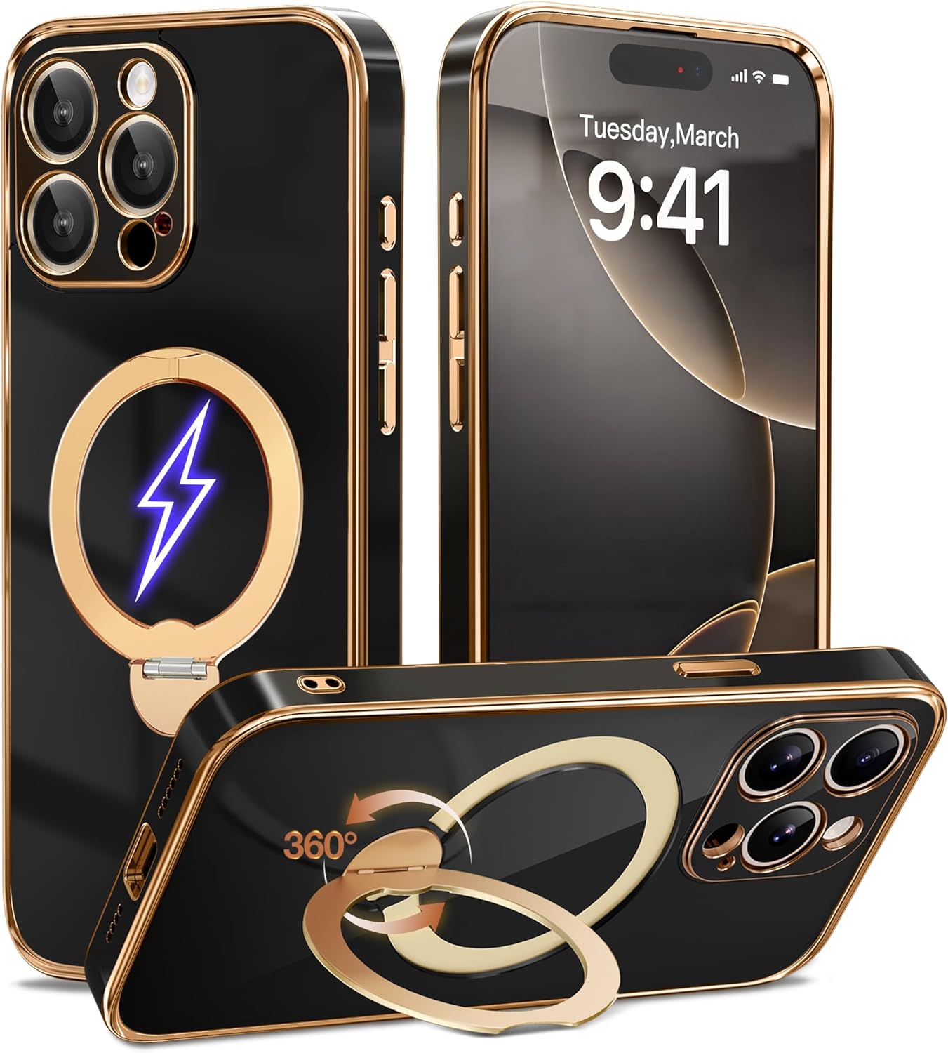 GolbinBox iPhone 15 Pro Max Case with 360 Spin Magnetic Stand