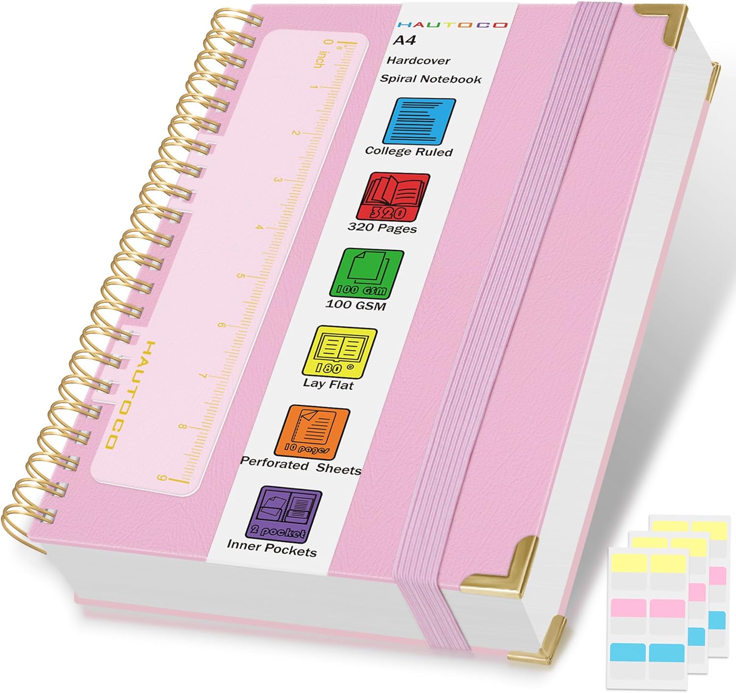 Premium 320pg HAUTOCO Pink Leather Notebook