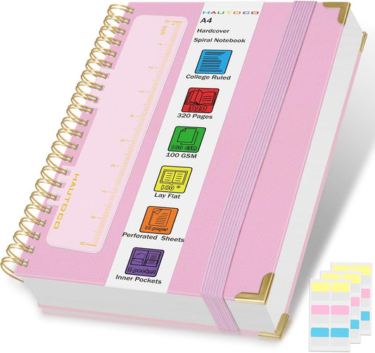 Premium 320pg HAUTOCO Pink Leather Notebook