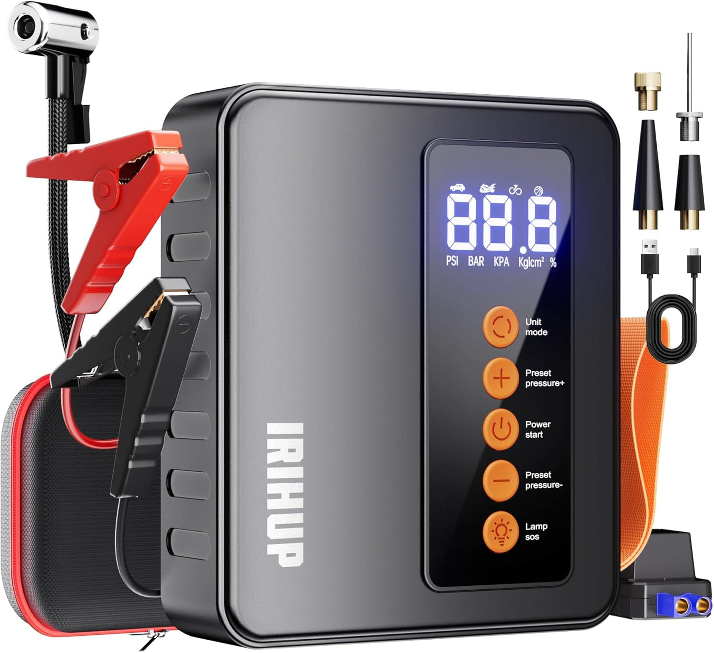 IRIHUP Portable Jump Starter - 4000A & Air Compressor