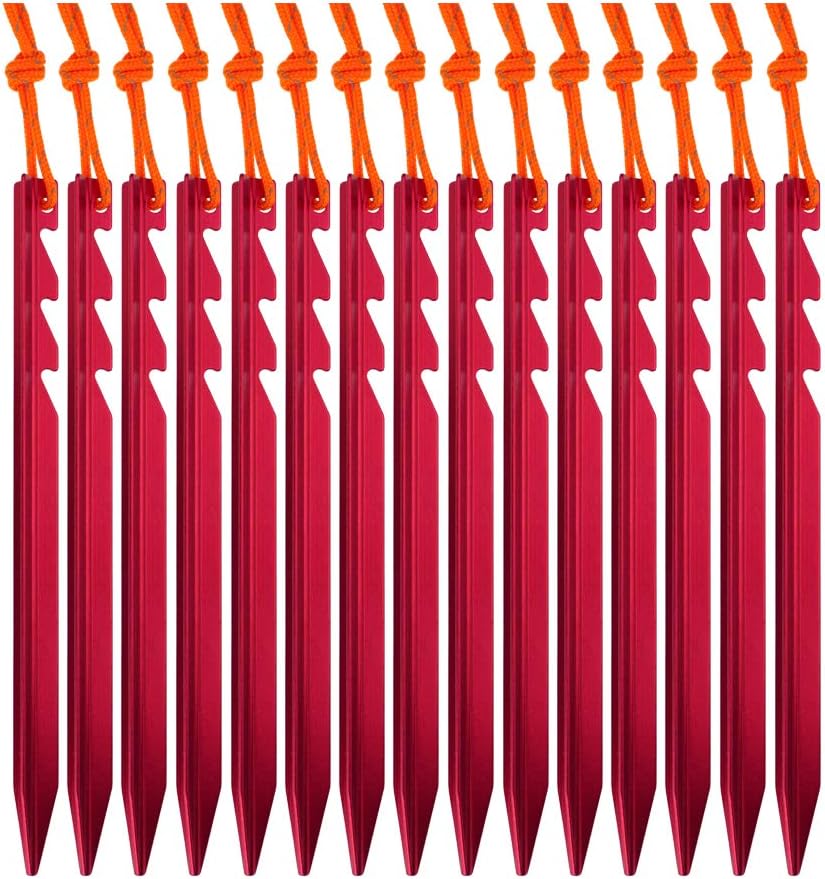 Ultralight Reflective Tent Stakes - 15 Pack