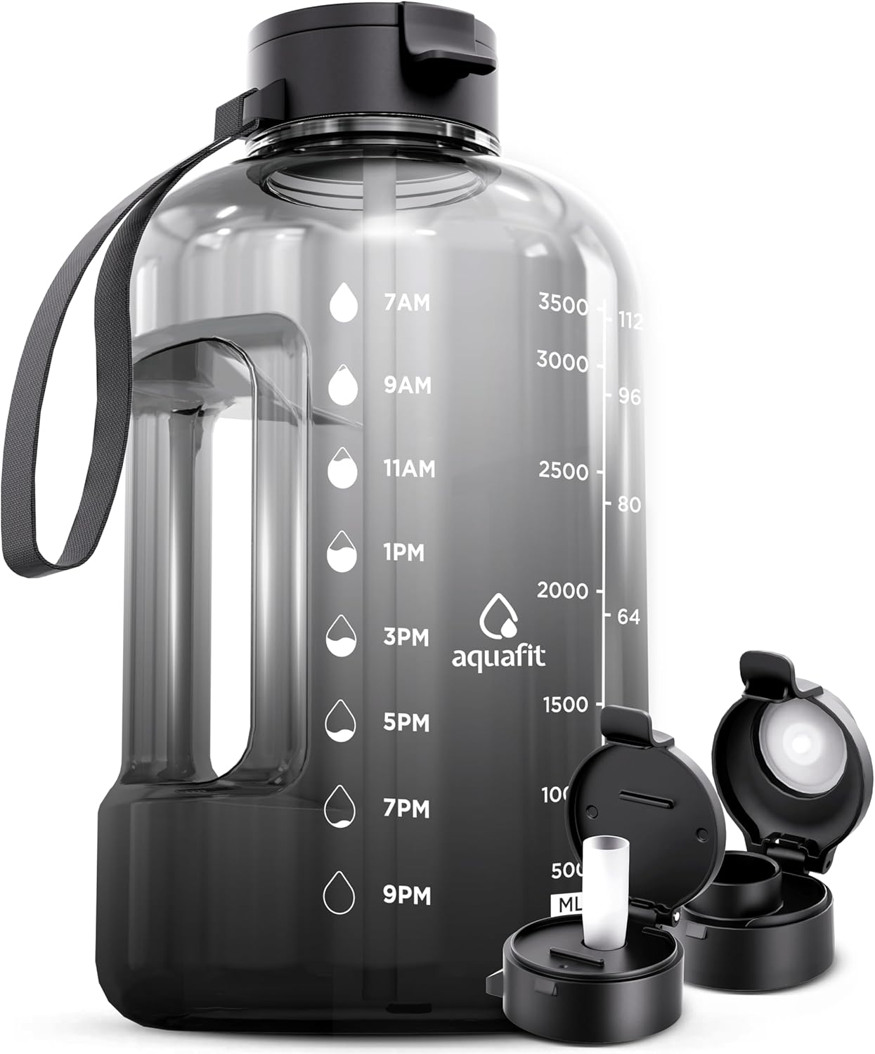 AQUAFIT 1 Gallon Water Bottle with Time Marker for Hydration