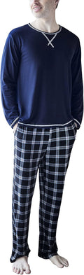 YIMANIE Men's Pajamas Set Soft Cotton Long Sleeves and Pants