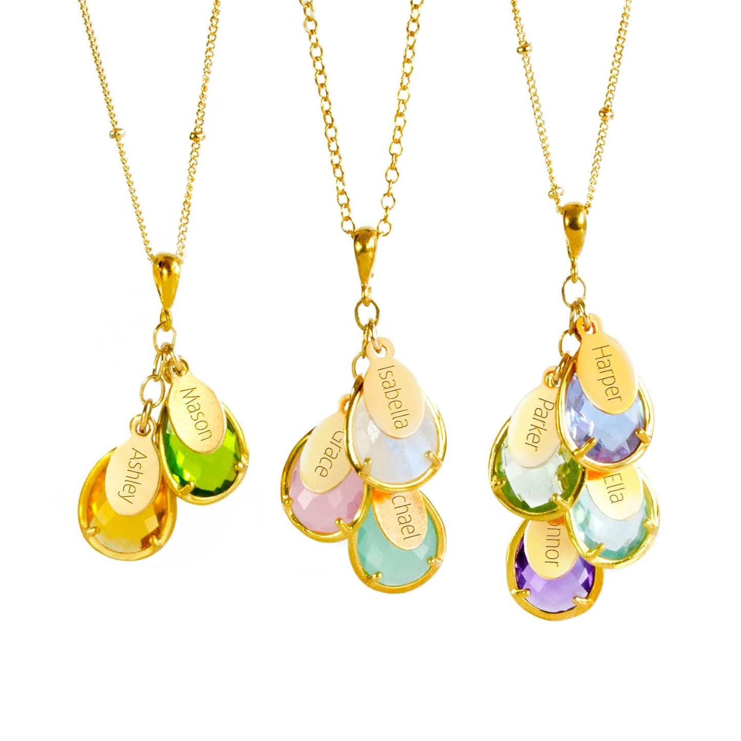 Mom Necklace with Kids Names and Birthstones for Meaningful Gifts