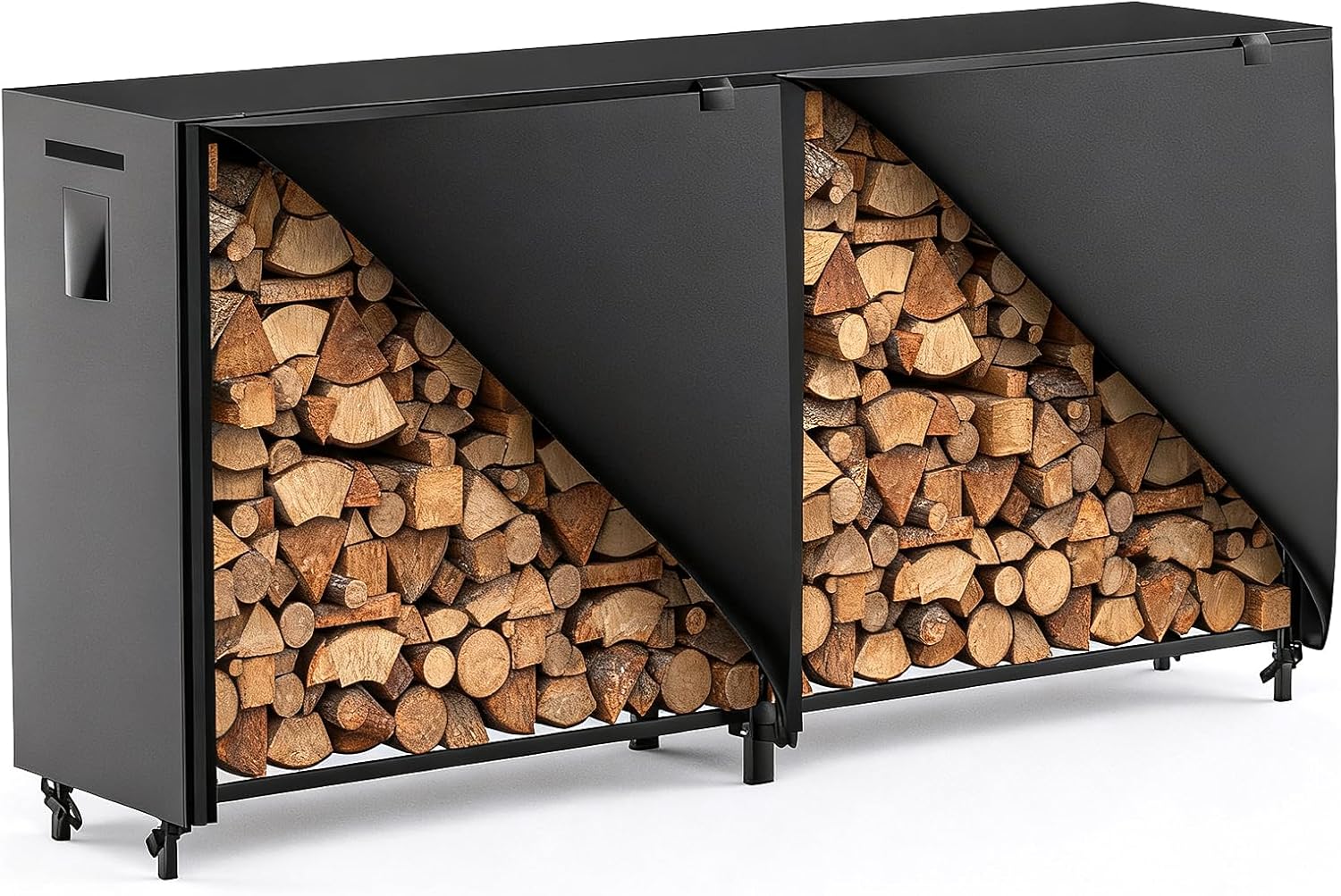 8ft Firewood Rack Outdoor with Cover for Heavy Duty Storage