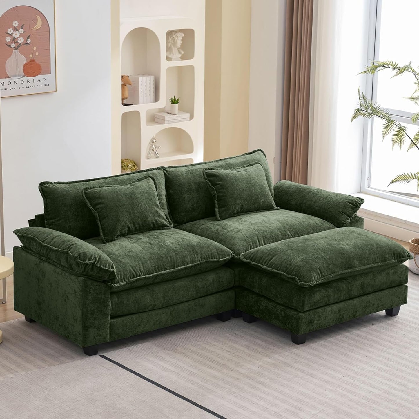 86 Inch Modular Sectional Sofa - Comfy Cloud Couch with Ottoman