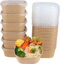 25 oz Disposable Kraft Paper Bowls with Lids - 50 Pack