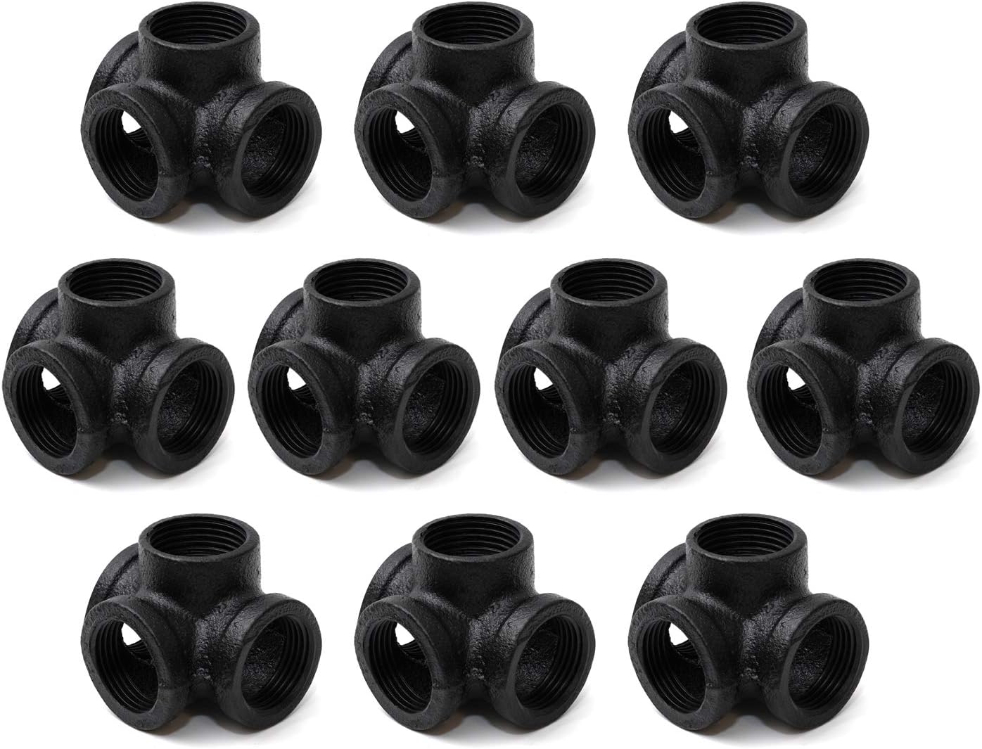1 Inch Black 4-Way Side Outlet Tee for Industrial Pipe Fittings